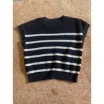 Moon Madison Navy White Striped Sleeveless Knit Sweater Size Small Cotton Blend Photo 6