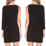 Halston Heritage NWT  One Shoulder Boatneck Mini Dress Black Gold size 6 Photo 2