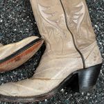 DAN POST Tan Cream Leather Cowboy Boots Women's Size 5.5 C Style 4238 Gray Eel Photo 3