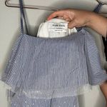 Prabal Gurung Halter Tulle Tiered Midi Maxi Dress Striped Blue Lace Overlay Sz 4 Photo 10