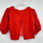 Sugar Lips Vibrant Orange Puff Sleeve Crop Top Photo 3