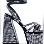 AZALEA WANG CATRIONA CHUNKY EMBELLISHED SANDAL IN SILVER Black Size 9 Photo 1