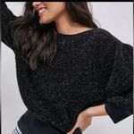 Maeve  Black Textured Puff Sleeve Sweater XL Tinsel Shimmer Balloon Sleeves Photo 6