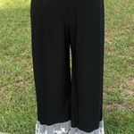 Winwin Wide Leg Pull On Palazzo Pants Black with Ecru Lace Detail Size L-XL by  Photo 0