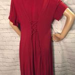 Vintage Long Red Crinkly Dress Lace Up Back No Tags Medium? Size undefined Photo 6