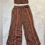 SHEIN Breezaya Allover Print Shirred Waist Outfit XL Orange Photo 3