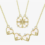 Magnetic Gold and White Clover Pendant Necklace Photo 0