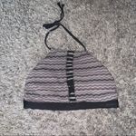 Athleta  gray striped cutout high neck swim top Photo 2