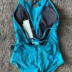 Boutique Coastal Blue Deep V Ruffle Front  Monokini Photo 3