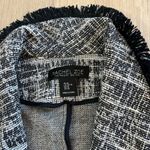 Rachel Zoe  Women’s Navy Blue & White Tweed Open Front Draped Jacket Sz XL Photo 2