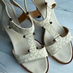 Bottega Veneta Intrecciato Cream Leather T-Strap Sandals Size 38/8 Photo 2