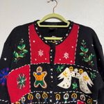 Designers Originals Studio Black Christmas Vintage Cardigan Sz L Size L Photo 2