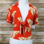 Free People NWT Ready, Set Sail Tie Front Crop Top - Tigerlilly Combo - Medium Photo 5