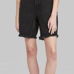 Wild Fable NWT 10 Black Wash Denim High Rise Bermuda Shorts Long Cutoff Hems New Photo 0