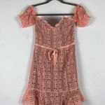 For Love & Lemons  Peach Dakota Lace Off Shoulder Bustier Corset Dress Medium Photo 3