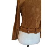 BLANK NYC Suede Leather Biker Jacket Belted Waist Coffee Bean Asymmetrical Zip Photo 3