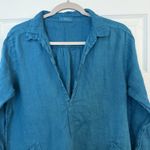 CP Shades Teton Tunic Dress Sz MED Turquoise Boho Lagenlook Long 100% Linen Photo 3