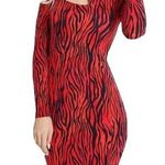 Guess  Womens Shasti Animal Print Bodycon Cutout Mini Dress Red Black Small Photo 1
