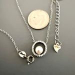 Sterling Silver White Pearl Diamond Signed CP 925 Pendant Necklace NWOT Photo 3