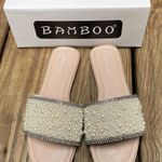 Bamboo Pearl and Diamond Embellished Slide Sandals Size 8 US/ 38/EUR NEW Photo 0