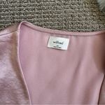 Aritzia Satin Wrap Puff Sleeve Bow Dress XS - Pink Photo 4