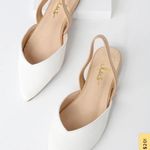 Lulus Lulu’s Mae White and Beige Pointed-Toe Slingback Flats Photo 0