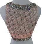 Sparkle Homecoming Beaded Sequin Rhinestone Women's Top Pink Photo 3