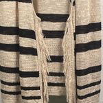 Maurice's Cardigan Womens Size M Open Front Brown Striped Knit Fringe Cap Sleeve Photo 1