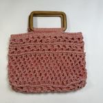 Faded Glory NWT Vintage Crochet Knit Pink Handbag Wooden Handle 12x10x2 Purse Boho Hippie Photo 7