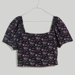 Madewell Hopewell Puff-Sleeve Crop Top in Blurred Ikat Photo 1