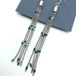 Universal Threads Universal Thread Earrings Dangle Chain Tassel Beaded Silver Tone Blue Photo 1