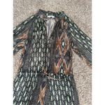 Summum Midi Dress with Ikat print Long Sleeve Flowy Boho Cinched Tie Waist S Black Photo 5