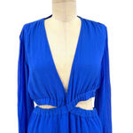 ALC Frank ALC A.L.C. Izzy ll Mini Dress Long Sleeve‎ Cut-Out Silk Georgette Blue Size 12 Photo 3