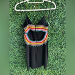 Alice + Olivia black strap dress, with multicolor embroidered waist - EUC Photo 7
