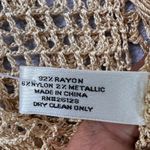 Loft  Womens Fringe‎ Scarf Metallic Gold Crochet Open Weave Lightweight Shawl Photo 3