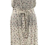 Monteau  Womens Floral Square Neck‎ Paperbag Linen Blend Dress Cream Large NWT Photo 0