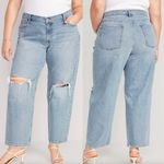Old Navy Mid Rise Boyfriend Loose Jeans Light Wash Distressed Ripped Jeans 18 R Photo 1