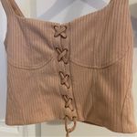 Forever 21 NWT Ribbed Peach Corset Tank Top With Tie Front Detail Size Medium Photo 1