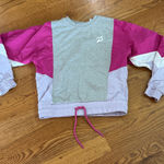 Peloton  Fabric-Mix Colorblock Pullover Sweatshirt Gray/Pink Drawcord Hem Size XS Photo 0