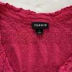 Torrid  Pink Rayon‎ Slub Crochet Tie Front Flutter Sleeve Top Size 6X Photo 11