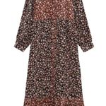 ZARA  Floral Printed Midi Mixed Pattern Balloon Sleeve Shirt Dress Photo 3