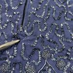 JKARA Navy 100% Silk Chiffon Beaded Sequins Scallop Sleeve And Layered Gown Blue Photo 14