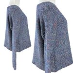 Anthropologie Moth Boatneck Chunky Knit Boxy Crop Sweater in Blue Rainbow Medium Photo 4