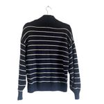 Gap CashSoft Mockneck Sweater navy blue stripe Sz XS Preppy Chic Boxy Cabin Core Photo 3