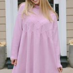 Free People  Jaci Long Sleeve Mock Neck Sweater Dress in Lavender Size X-Small Photo 0