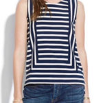 Madewell Frameset Ponte Striped Zipper Back Sleeveless Top Navy Cream Size XS Photo 0