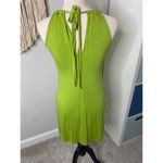 Trina Turk  Bright Lime Green Gold Keyhole Neck Halter Jersey Shift Mini Dress S Photo 1