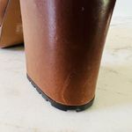 Coach Brown Leather Metal Chain Slip On Clog With High Chunky Heels - US 9.5 Photo 9