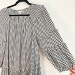 Max Studio B&W Gingham Check Peasant Babydoll Mini Dress Photo 7