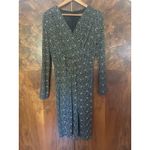 Brooks Brothers Violette Jersey Knit Print Wrap Front Dress Size Medium M Black Photo 2